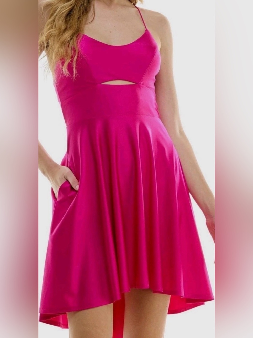 City Studio Juniors Hoco Hi-low Keyhole Party Dress w/ Pockets Sz 13/14